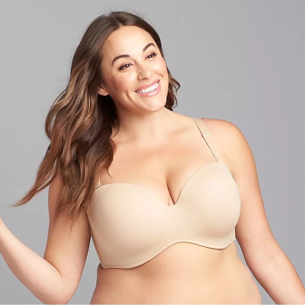 New Lane Bryant Cacique Multi-Way Boost Strapless Bra 7‎ Ways In Café Size 38DDD